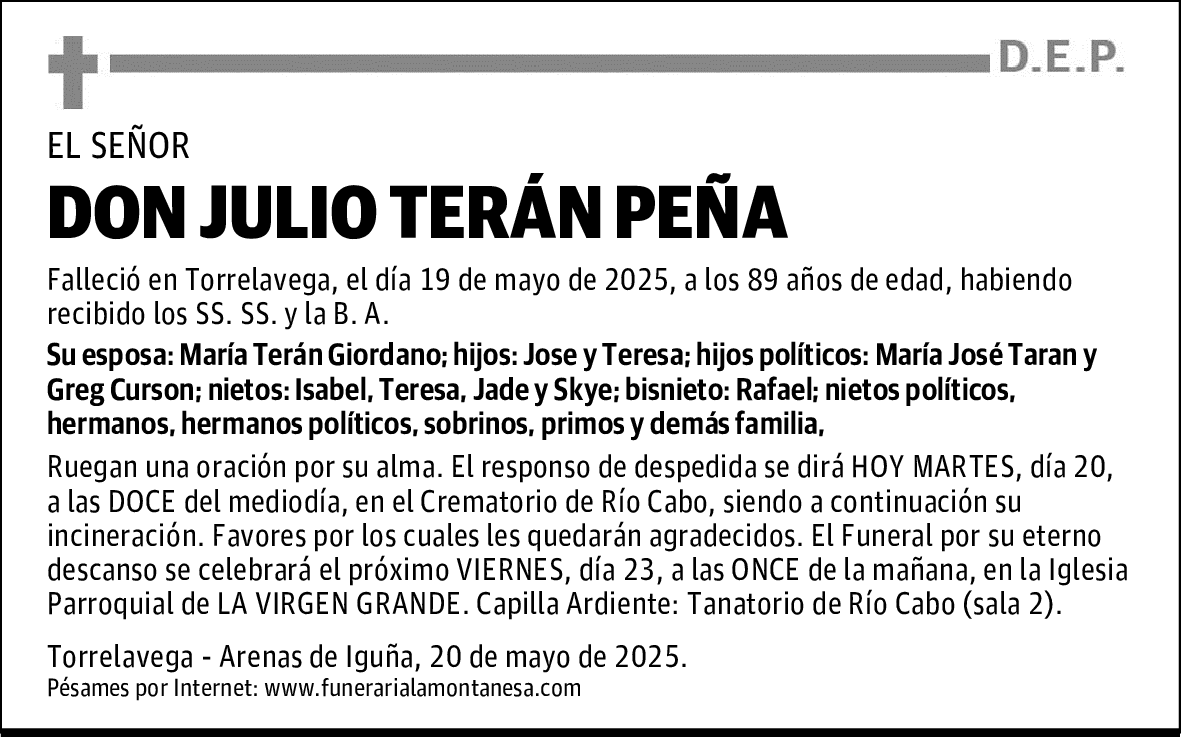 DON JULIO TERÁN PEÑA
