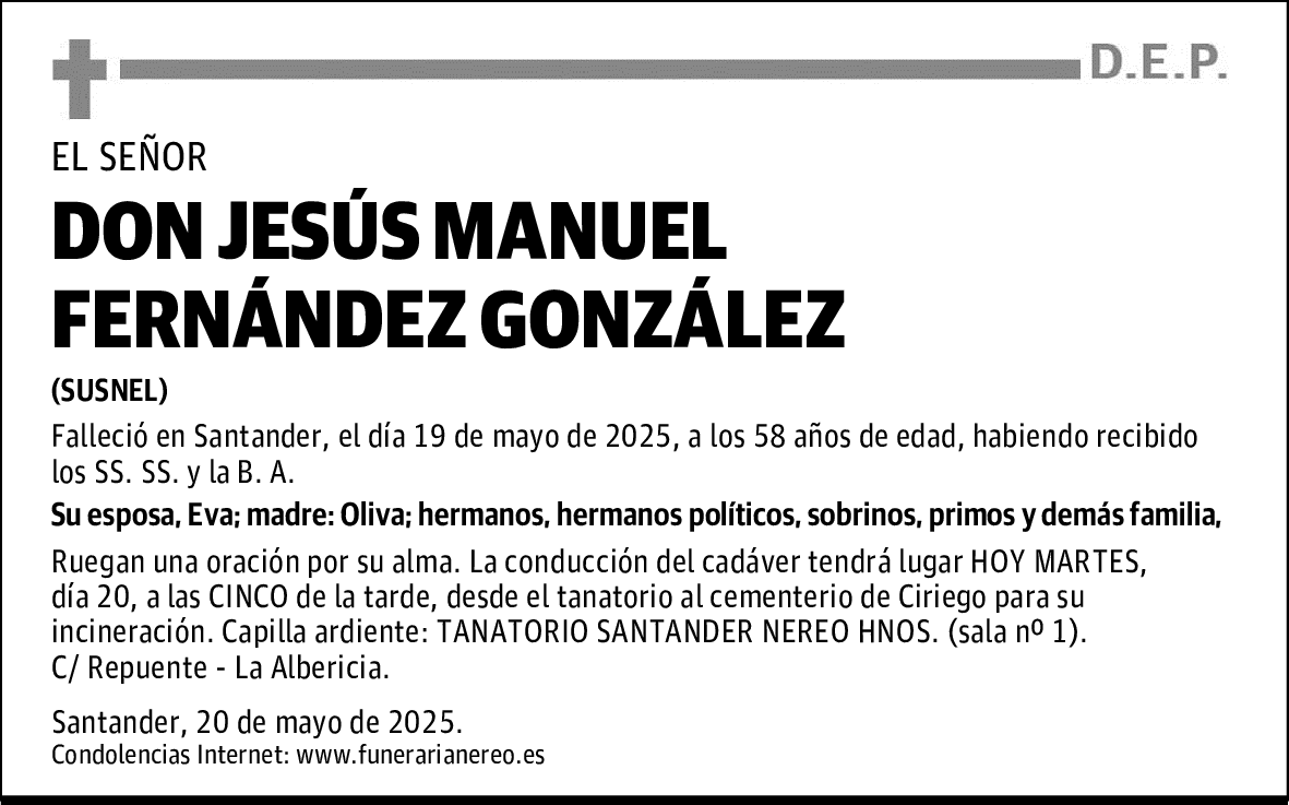 DON JESÚS MANUEL FERNÁNDEZ GONZÁLEZ
