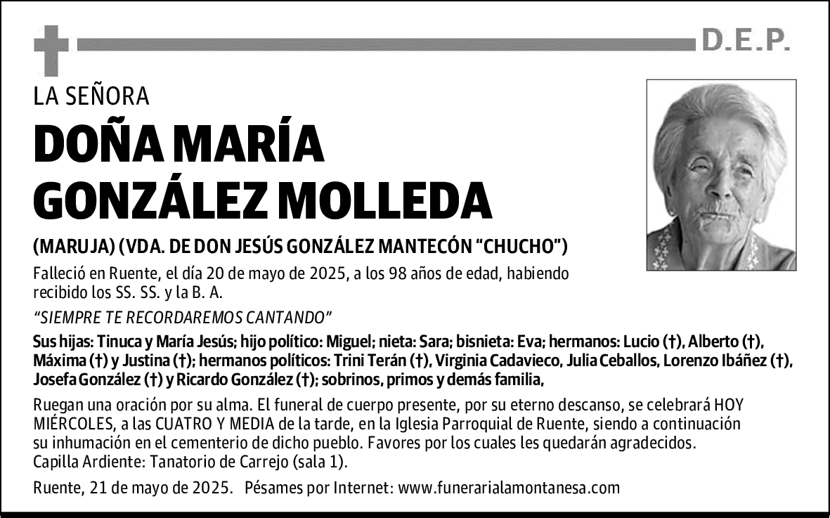 DOÑA MARÍA GONZÁLEZ MOLLEDA