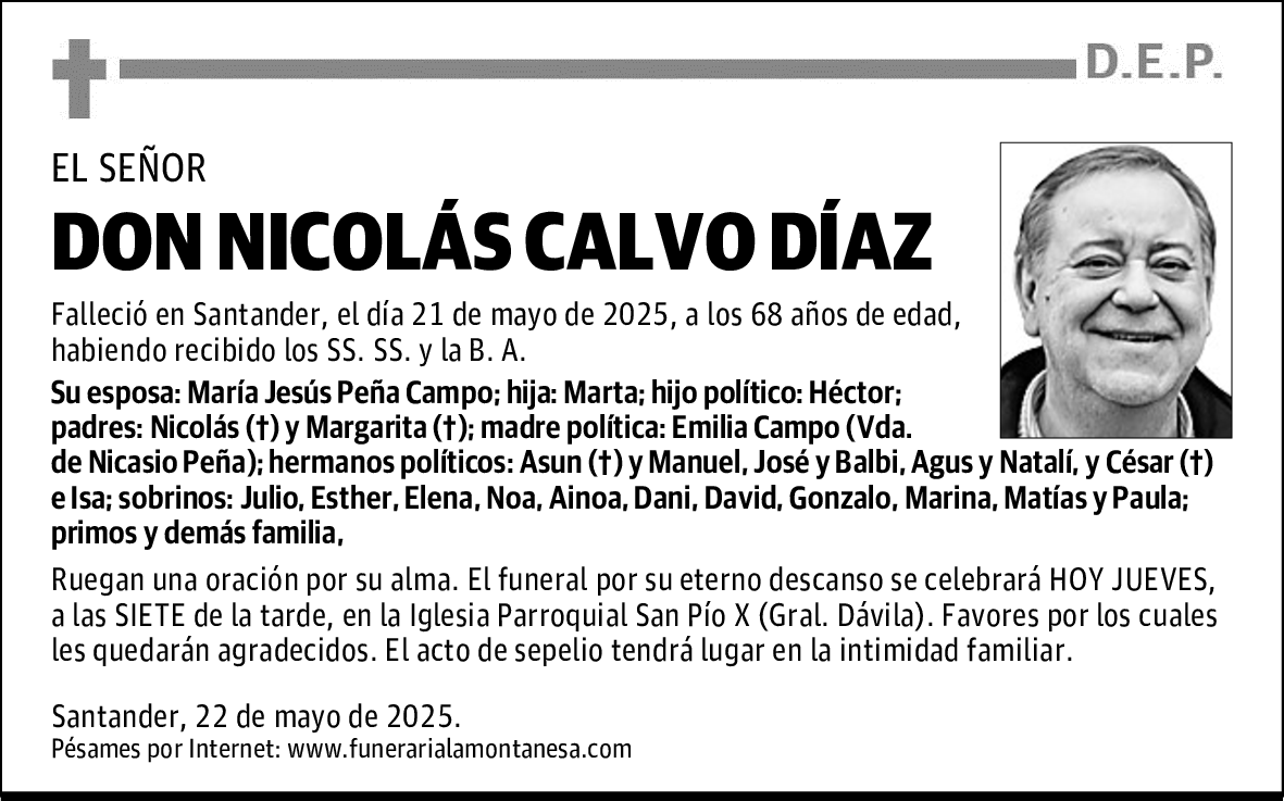 DON NICOLÁS CALVO DÍAZ