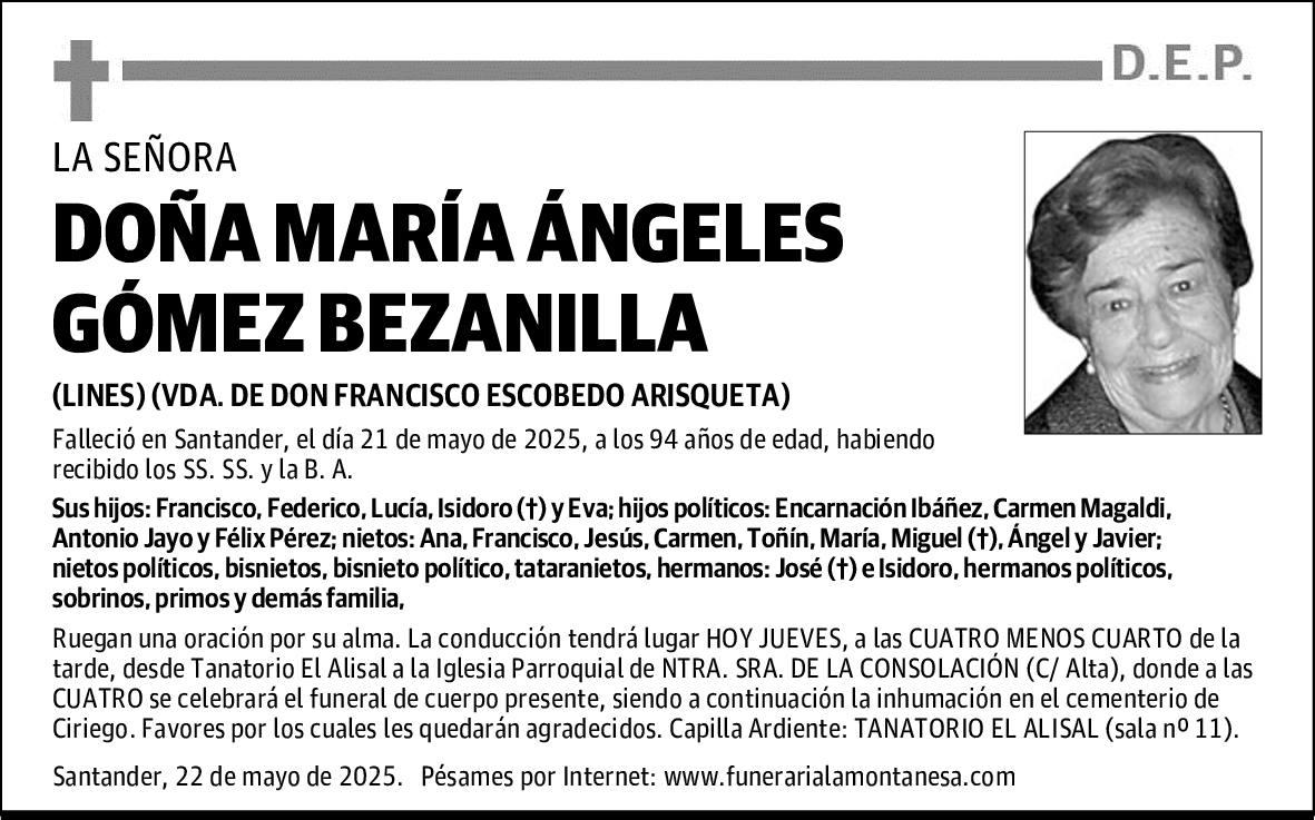 DOÑA MARÍA ÁNGELES GÓMEZ BEZANILLA