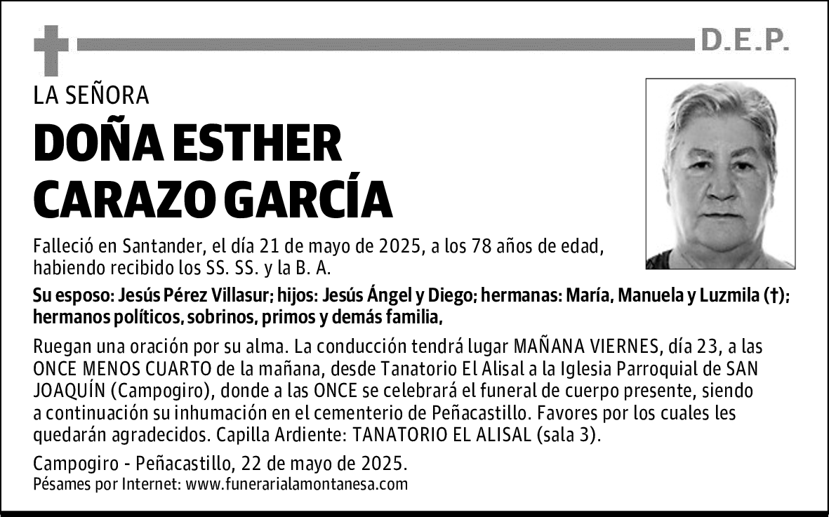 DOÑA ESTHER CARAZO GARCÍA
