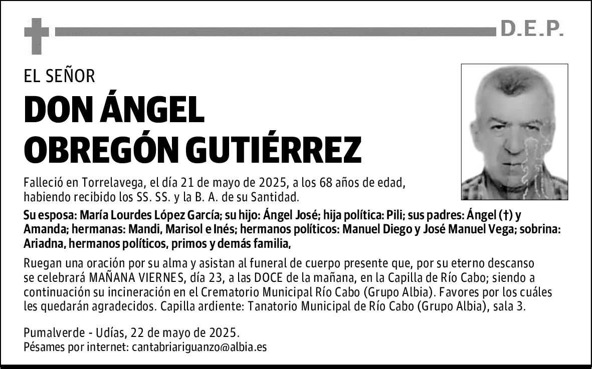 DON ÁNGEL OBREGÓN GUTIÉRREZ