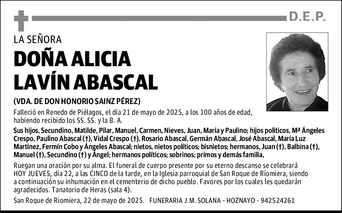 DOÑA ALICIA LAVÍN ABASCAL