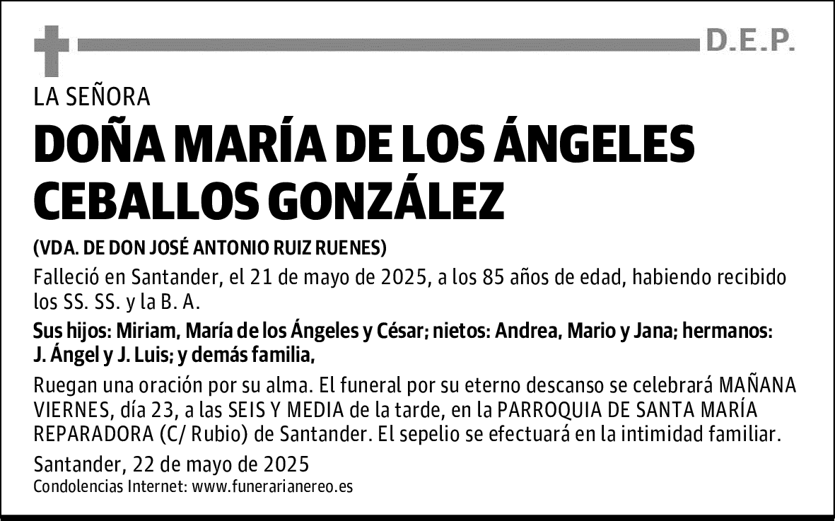 DOÑA MARÍA DE LOS ÁNGELES CEBALLOS GONZÁLEZ