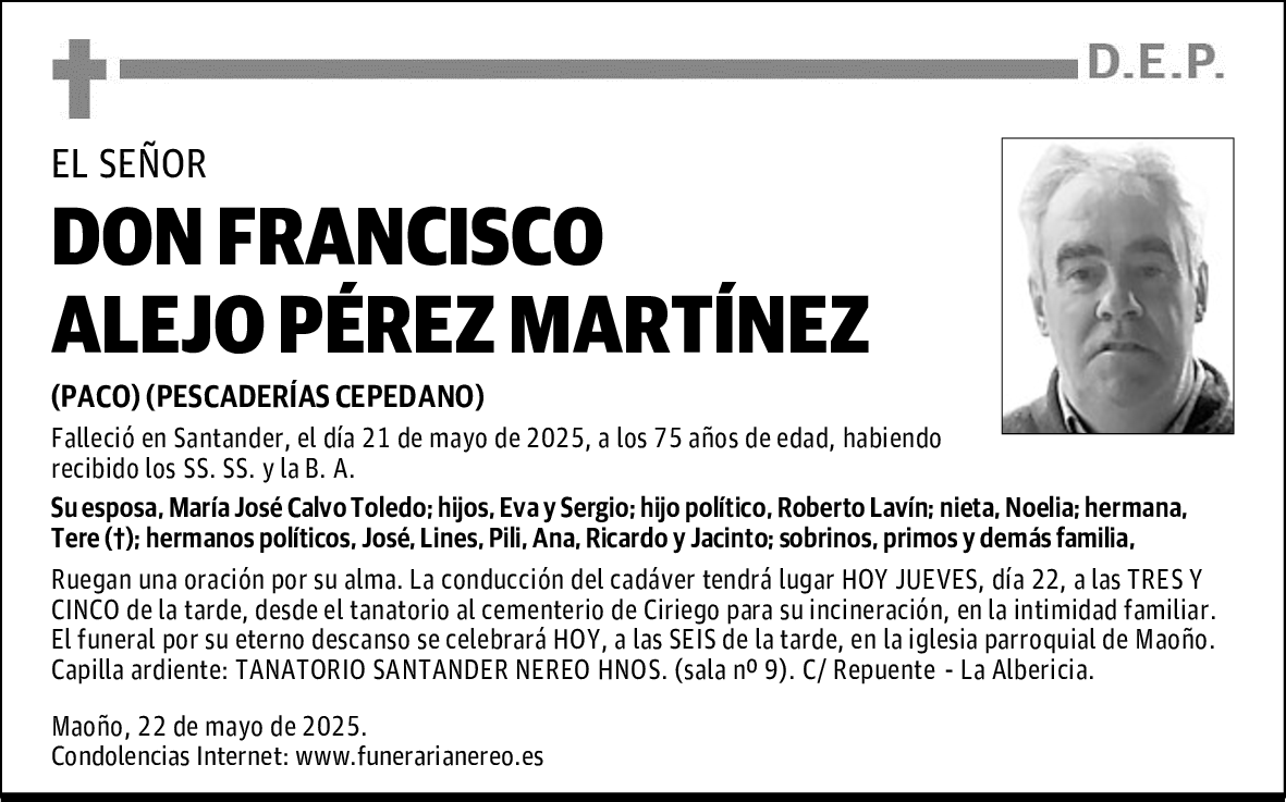 DON FRANCISCO ALEJO PÉREZ MARTÍNEZ