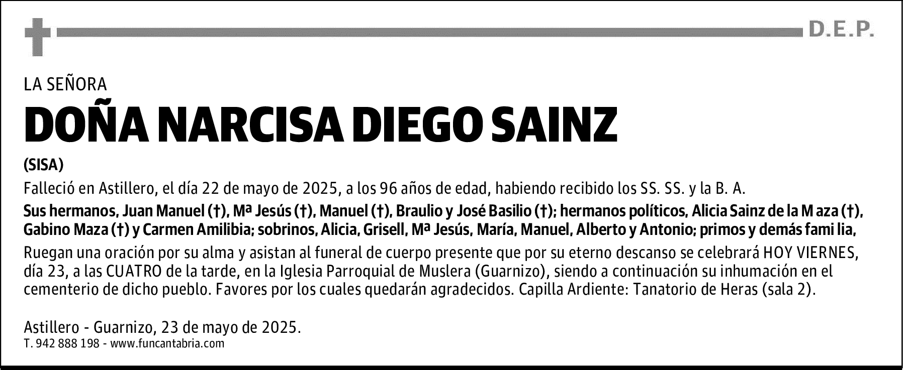 DOÑA NARCISA DIEGO SAINZ