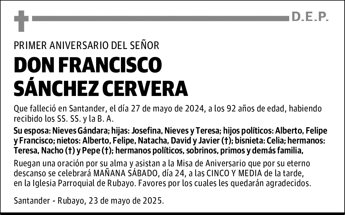 DON FRANCISCO SÁNCHEZ CERVERA
