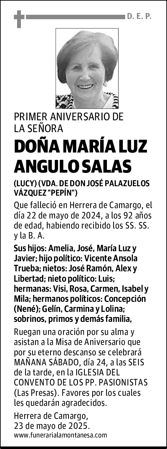 DOÑA MARÍA LUZ ANGULO SALAS