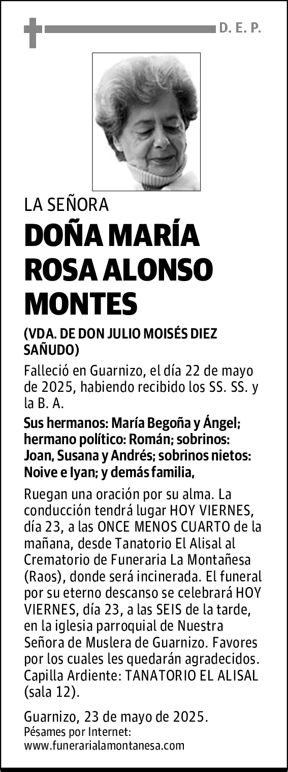 DOÑA MARÍA ROSA ALONSO MONTES