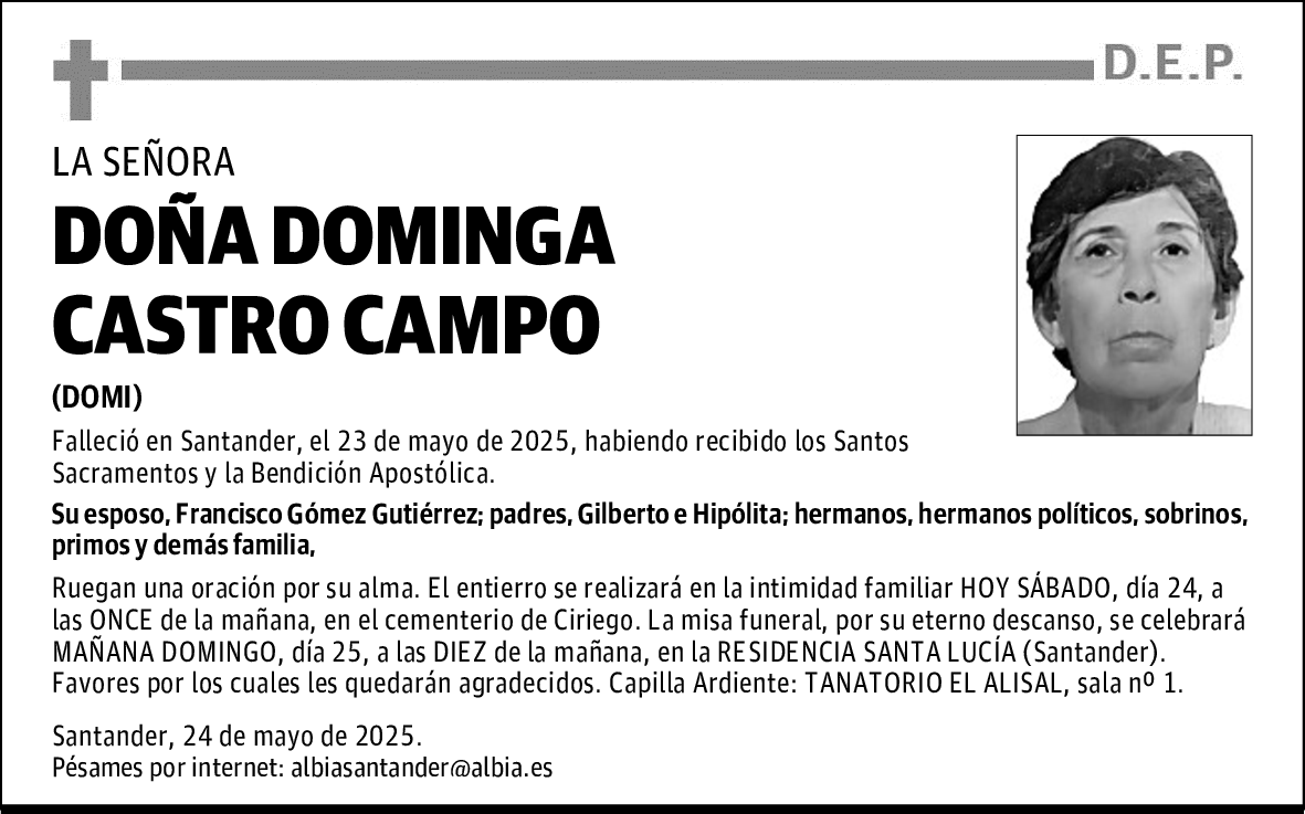 DOÑA DOMINGA CASTRO CAMPO