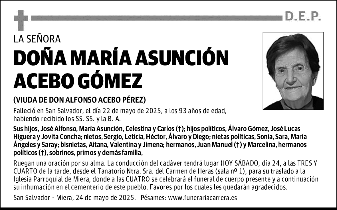 DOÑA MARÍA ASUNCIÓN ACEBO GÓMEZ