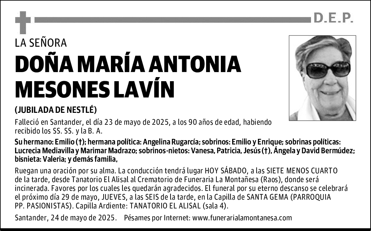 DOÑA MARÍA ANTONIA MESONES LAVÍN
