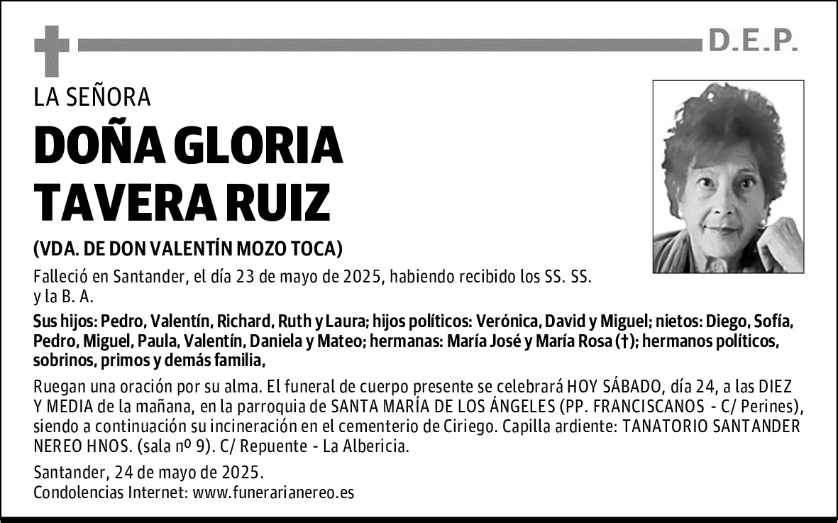 DOÑA GLORIA TAVERA RUIZ