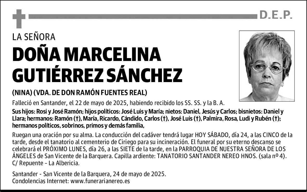 DOÑA MARCELINA GUTIÉRREZ SÁNCHEZ