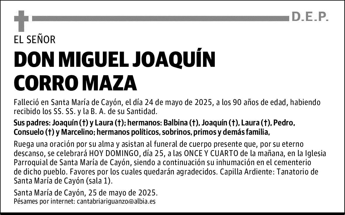 DON MIGUEL JOAQUÍN CORRO MAZA