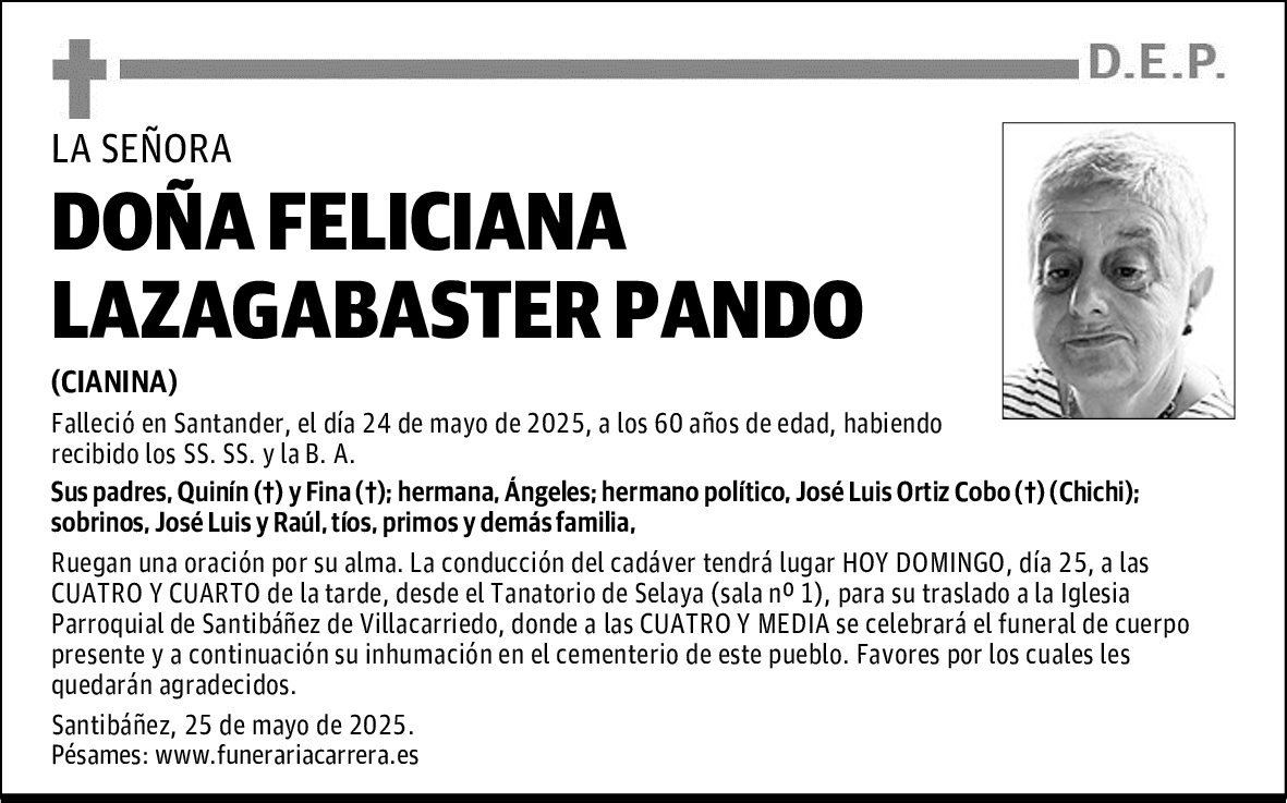 DOÑA FELICIANA LAZAGABASTER PANDO