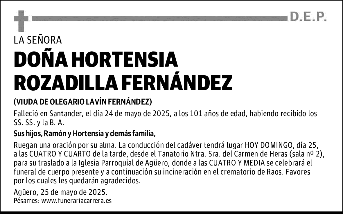 DOÑA HORTENSIA ROZADILLA FERNÁNDEZ