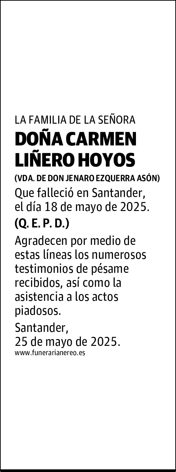 DOÑA CARMEN LIÑERO HOYOS