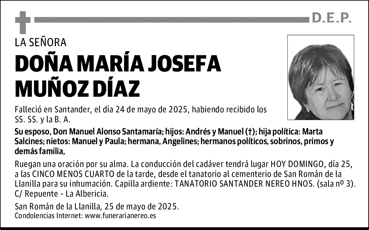 DOÑA MARÍA JOSEFA MUÑOZ DÍAZ