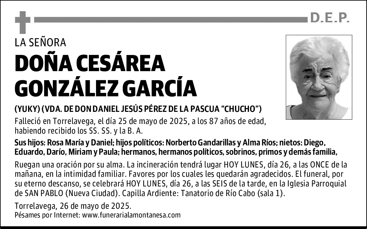 DOÑA CESÁREA GONZÁLEZ GARCÍA