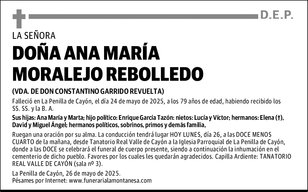 DOÑA ANA MARÍA MORALEJO REBOLLEDO