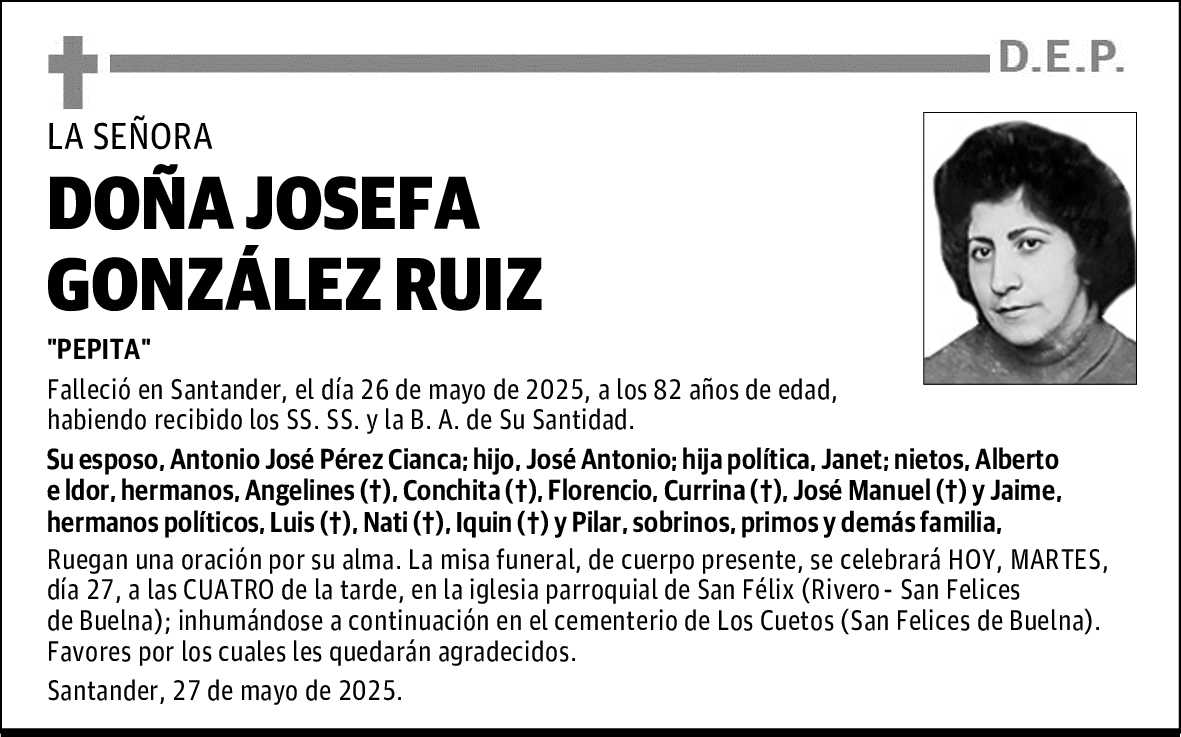 DOÑA JOSEFA GONZÁLEZ RUIZ