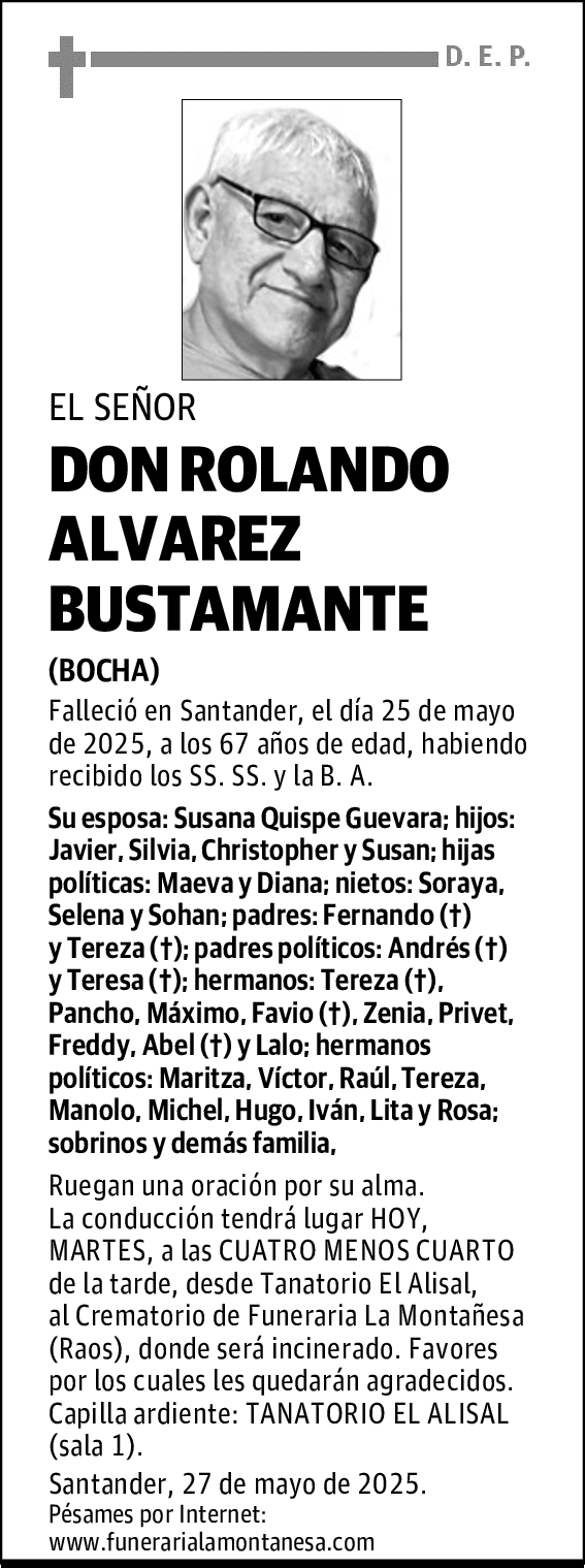 DON ROLANDO ALVAREZ BUSTAMANTE