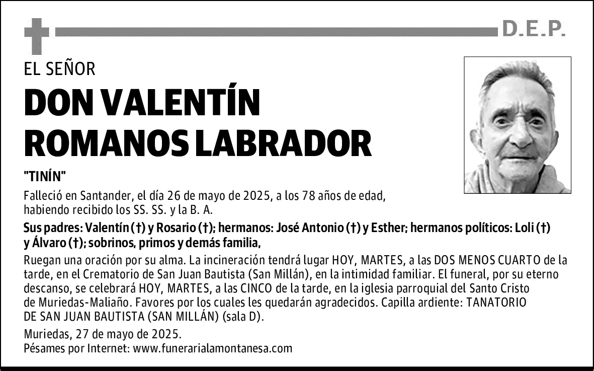 DON VALENTÍN ROMANOS LABRADOR