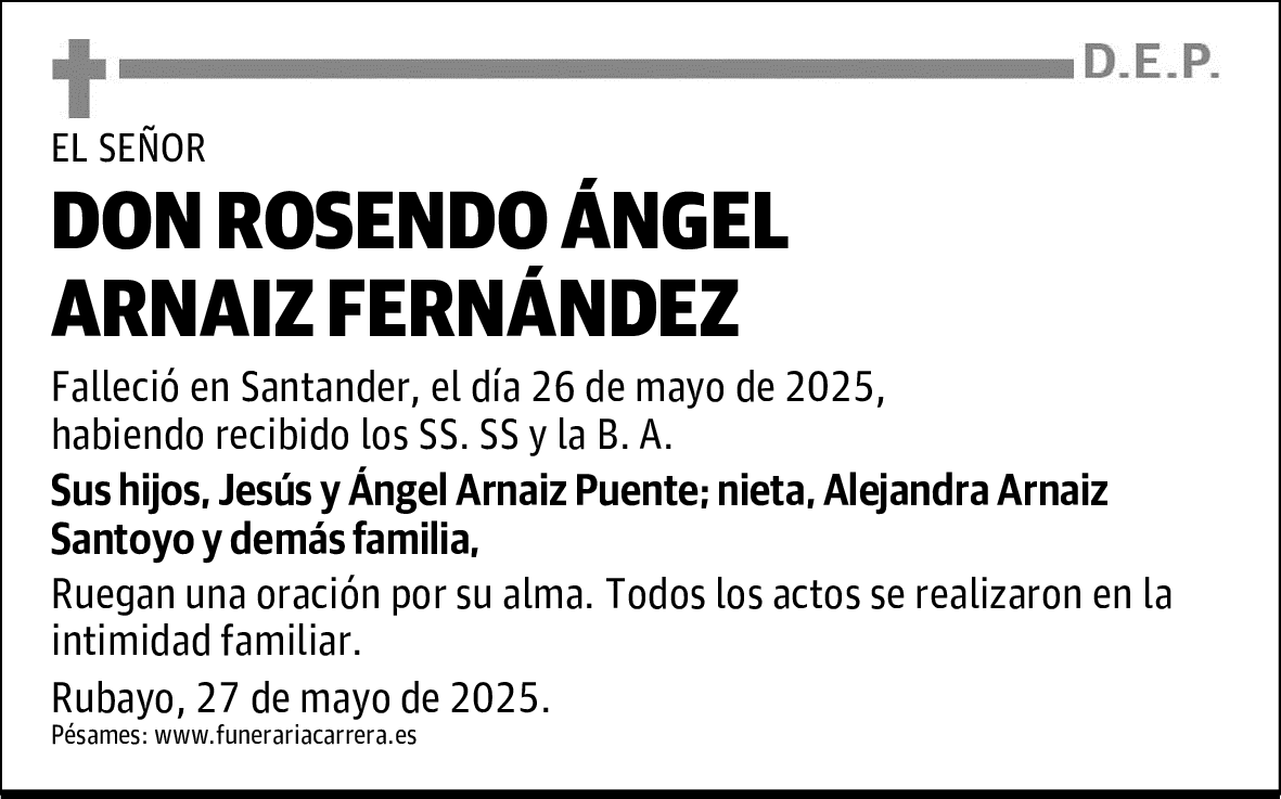 DON ROSENDO ÁNGEL ARNAIZ FERNÁNDEZ