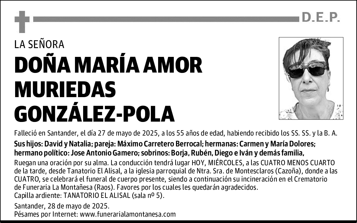 DOÑA MARÍA AMOR MURIEDAS GONZÁLEZ-POLA