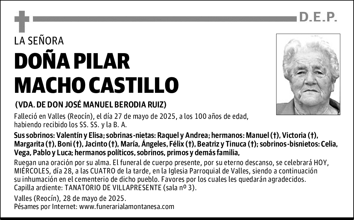 DOÑA PILAR MACHO CASTILLO