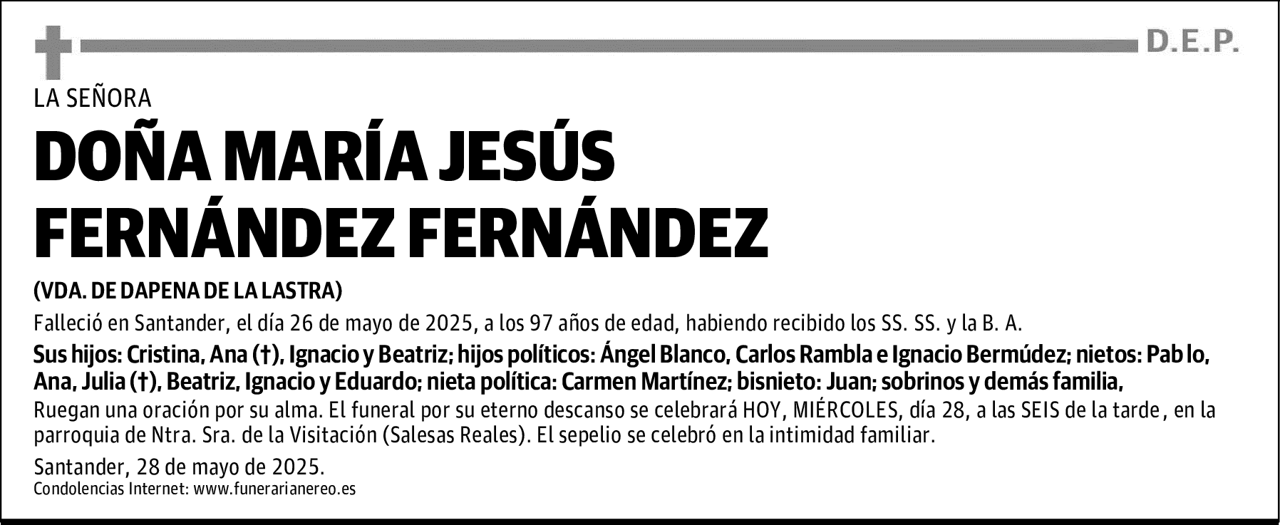 DOÑA MARÍA JESÚS FERNÁNDEZ FERNÁNDEZ