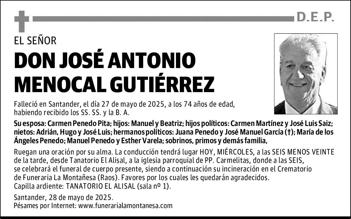 DON JOSÉ ANTONIO MENOCAL GUTIÉRREZ