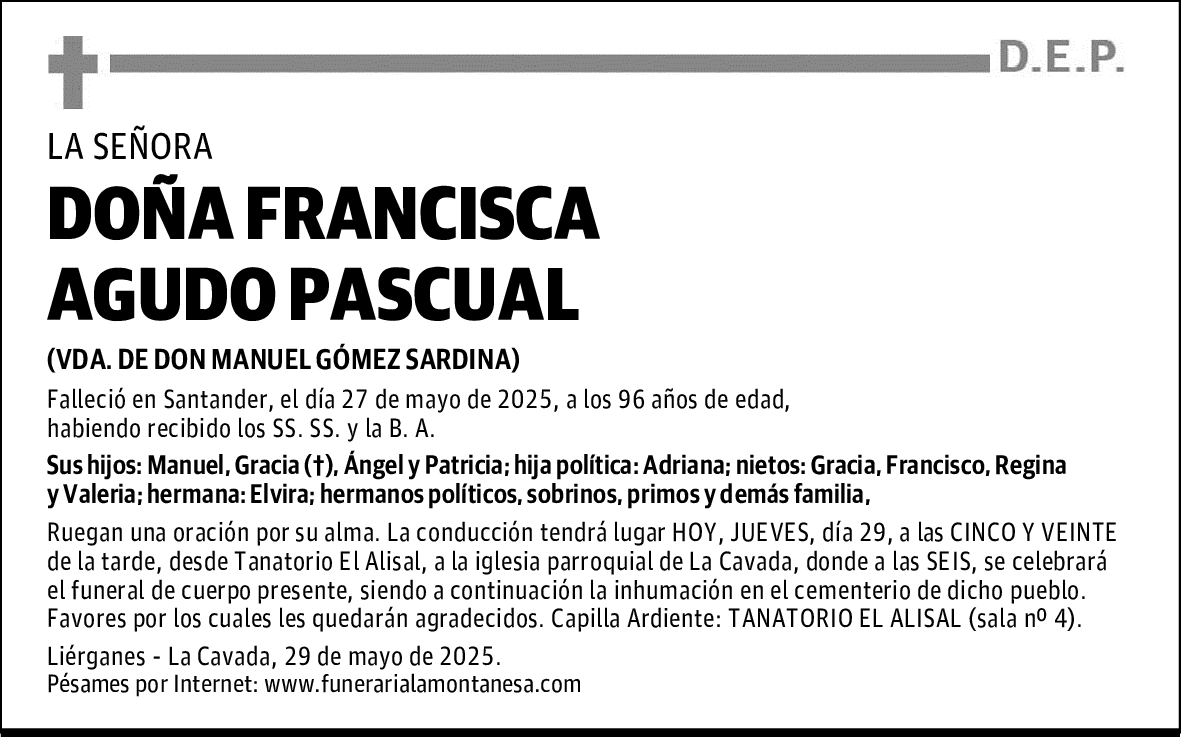 DOÑA FRANCISCA AGUDO PASCUAL