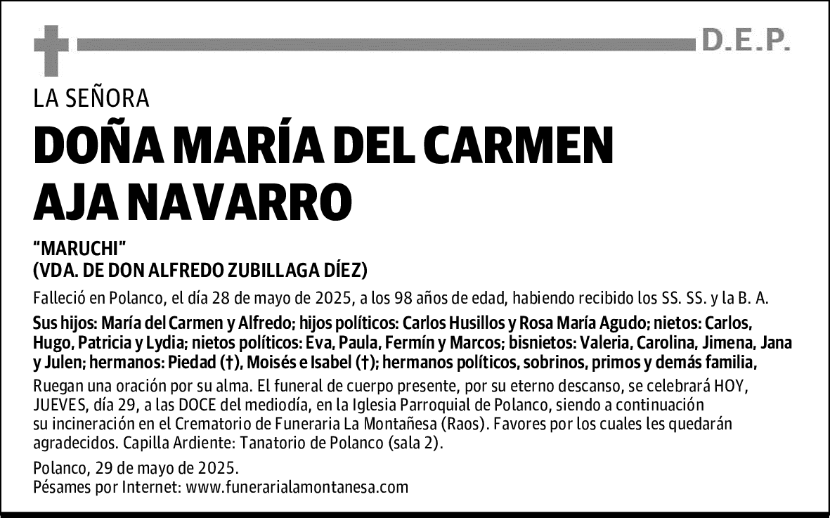 DOÑA MARÍA DEL CARMEN AJA NAVARRO