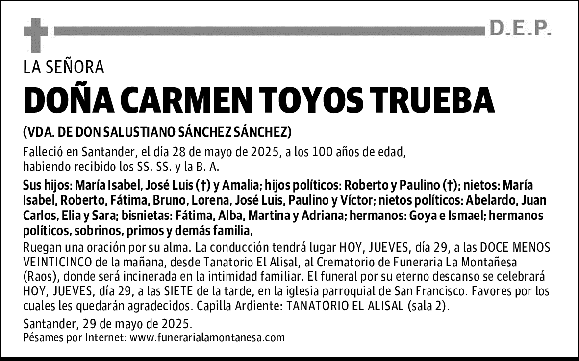 DOÑA CARMEN TOYOS TRUEBA