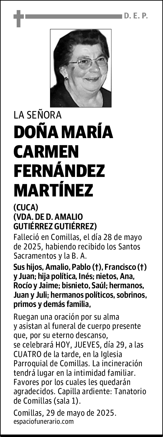 DOÑA MARÍA CARMEN FERNÁNDEZ MARTÍNEZ
