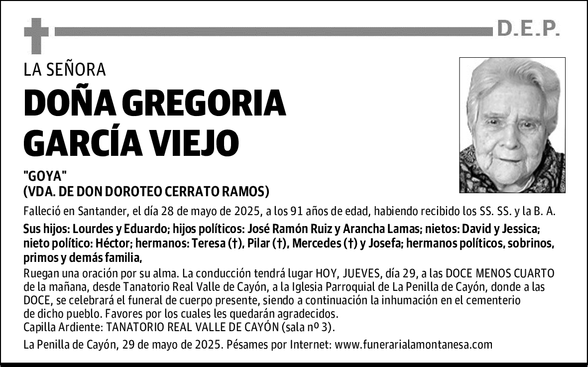 DOÑA GREGORIA GARCÍA VIEJO