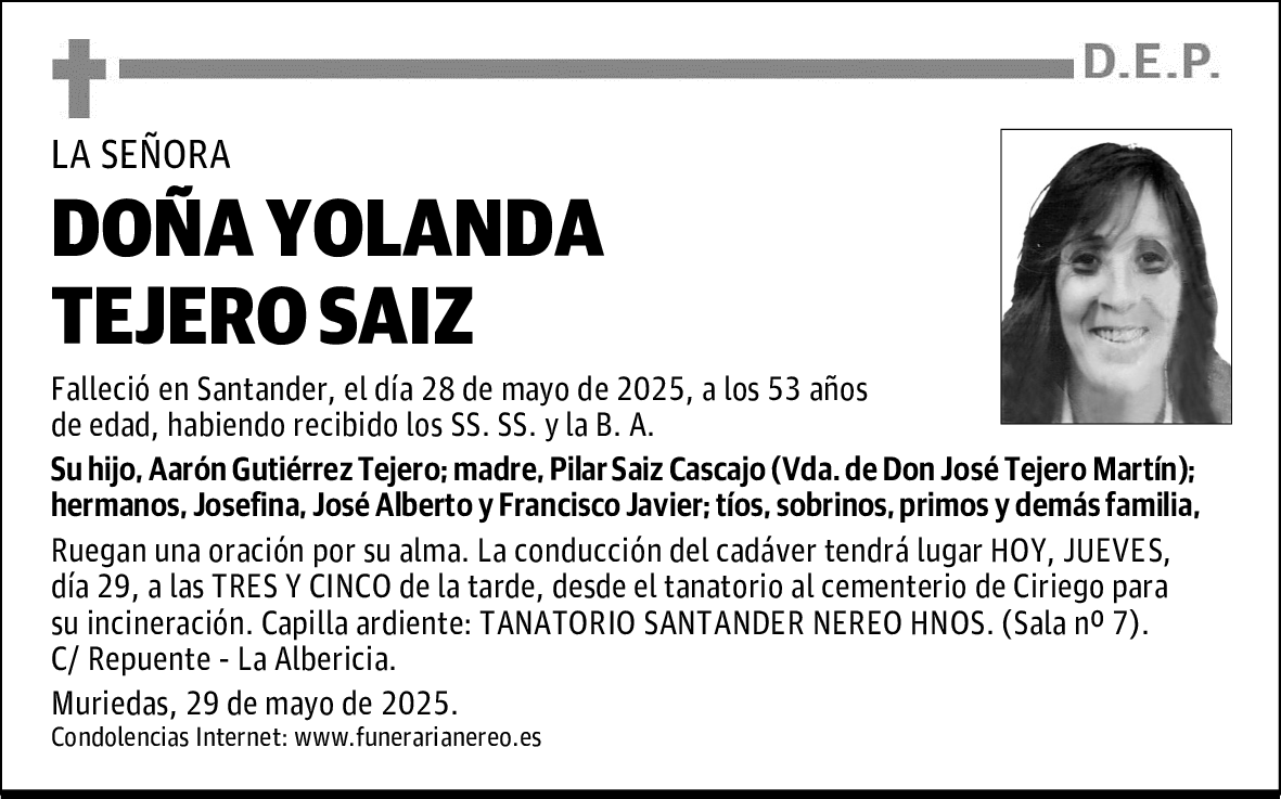 DOÑA YOLANDA TEJERO SAIZ