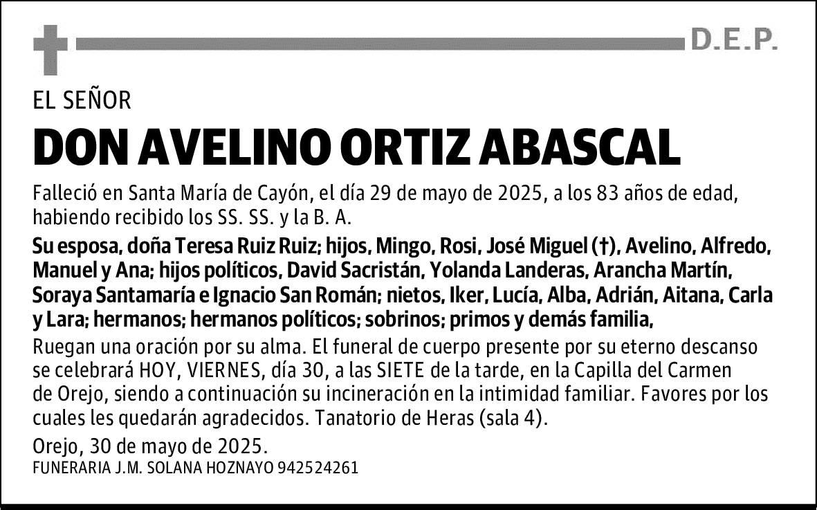 DON AVELINO ORTIZ ABASCAL
