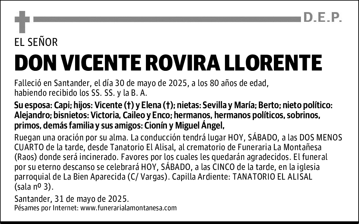 DON VICENTE ROVIRA LLORENTE