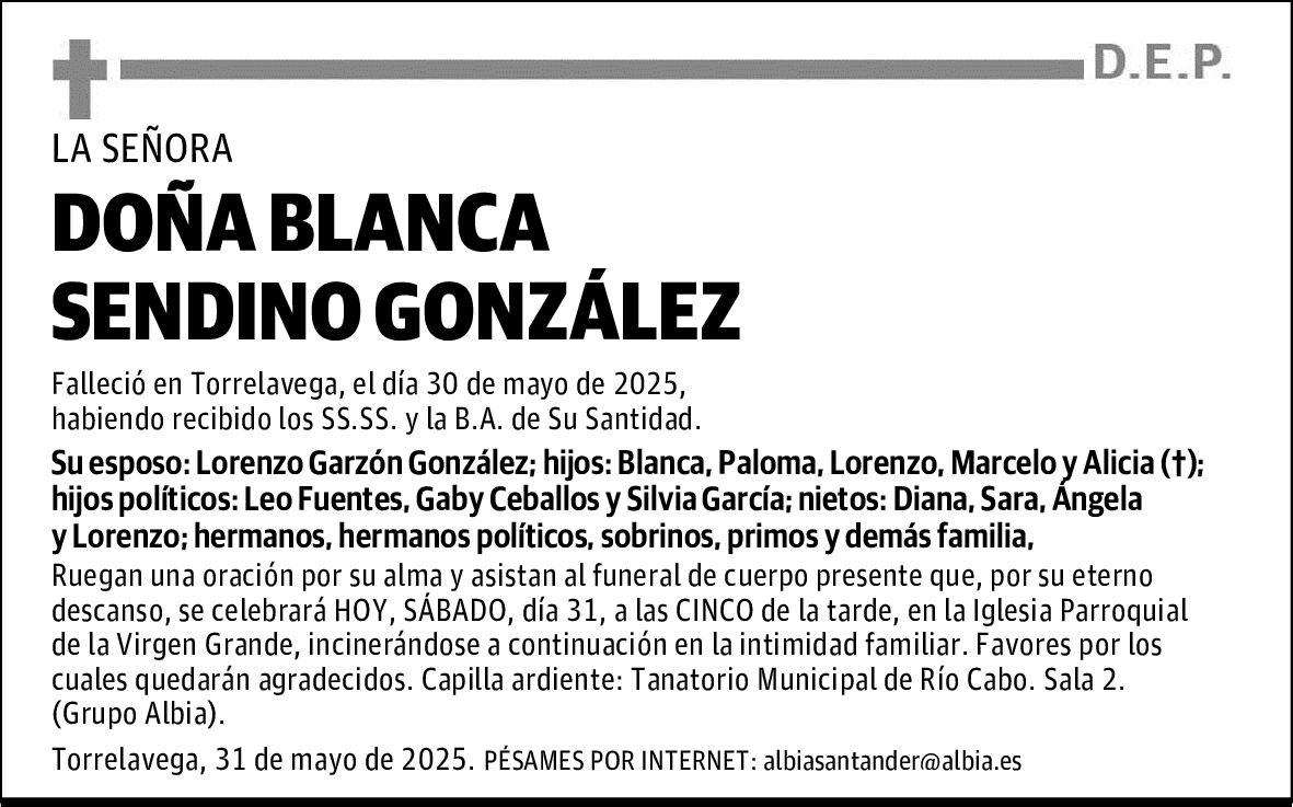 DOÑA BLANCA SENDINO GONZÁLEZ