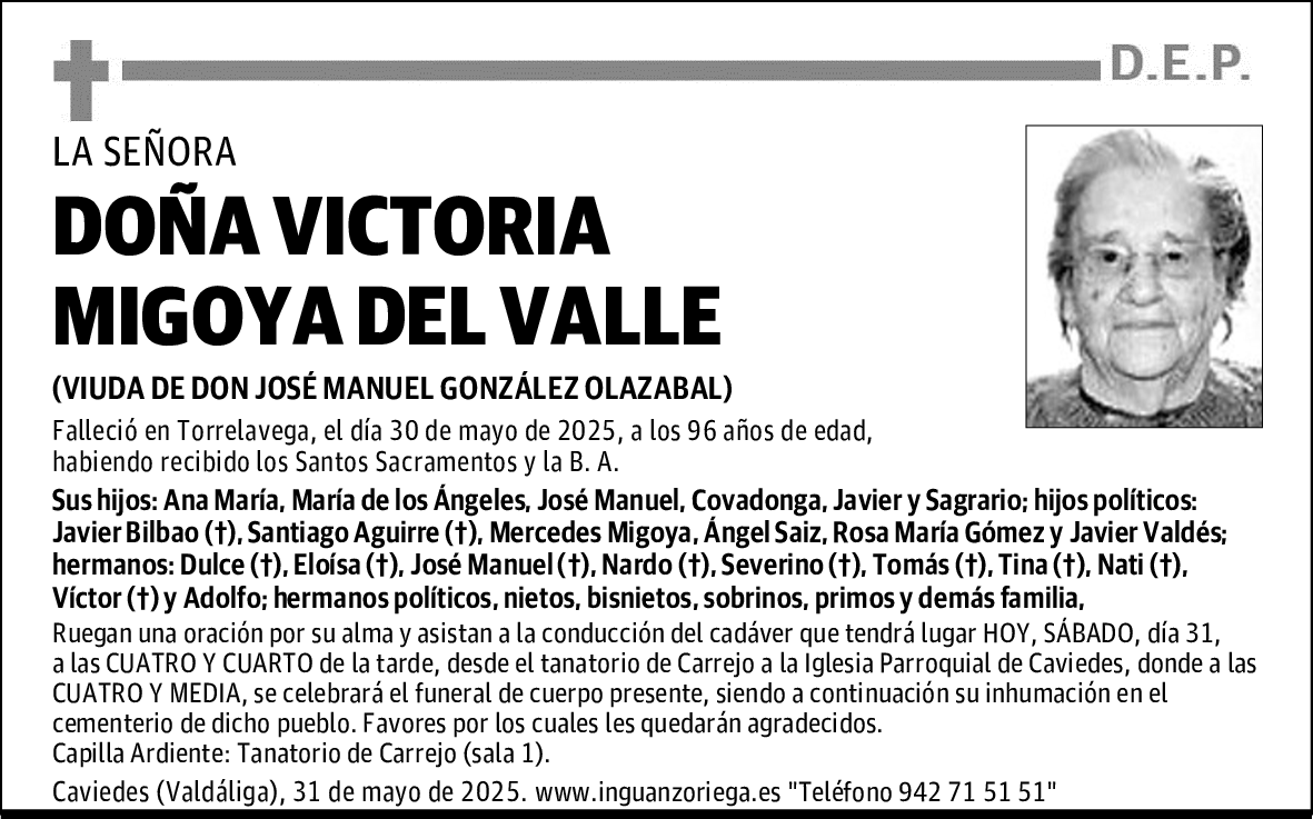 DOÑA VICTORIA MIGOYA DEL VALLE