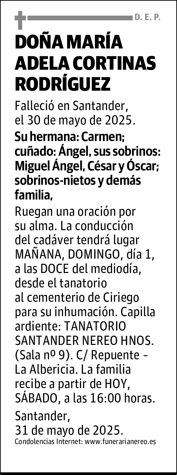 DOÑA MARÍA ADELA CORTINAS RODRÍGUEZ