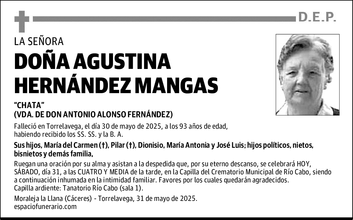 DOÑA AGUSTINA HERNÁNDEZ MANGAS