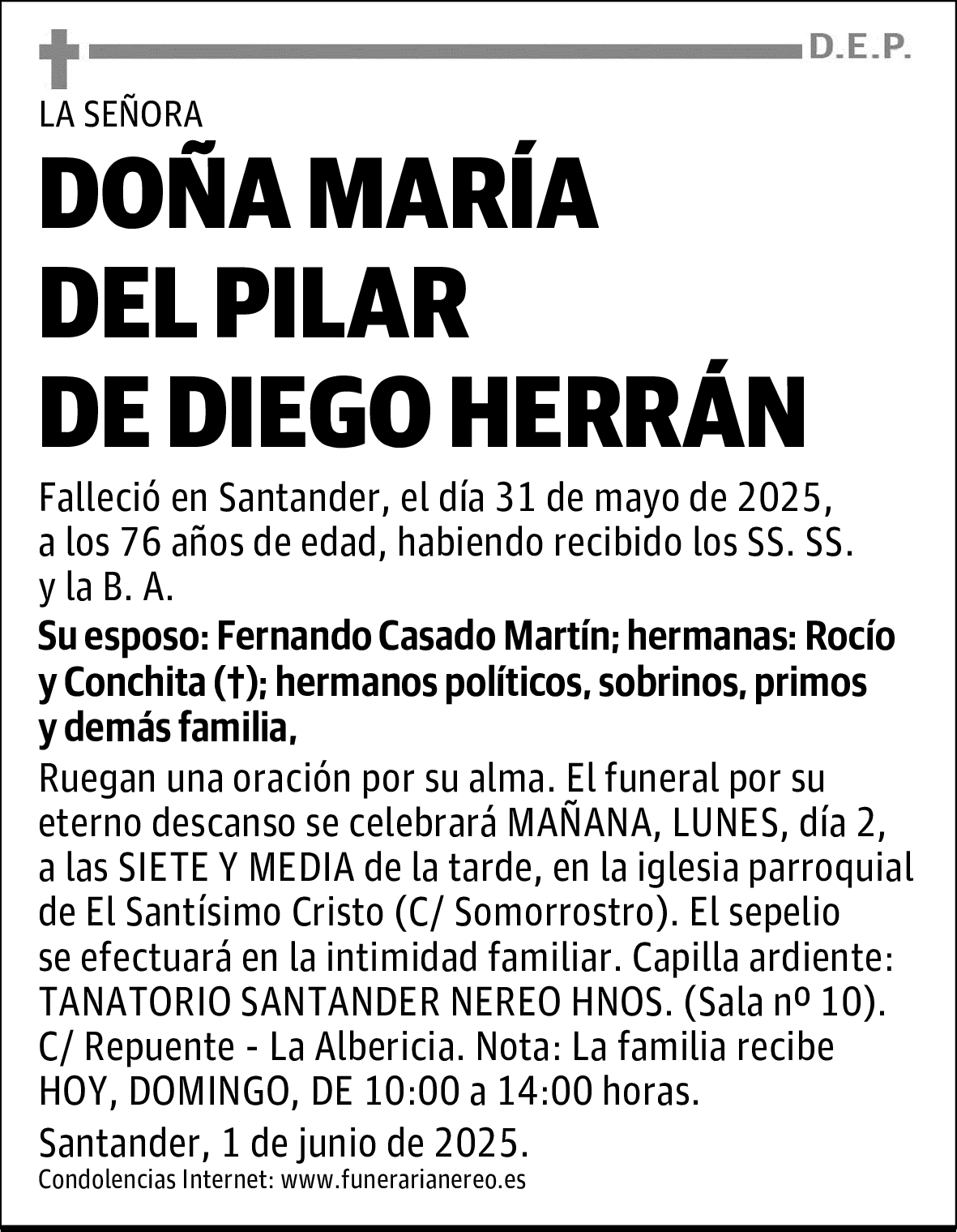 DOÑA MARÍA DEL PILAR DE DIEGO HERRÁN