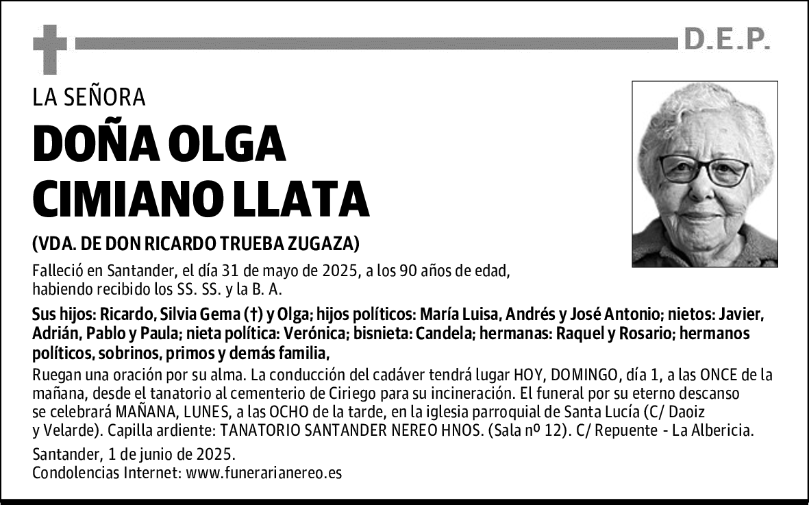 DOÑA OLGA CIMIANO LLATA