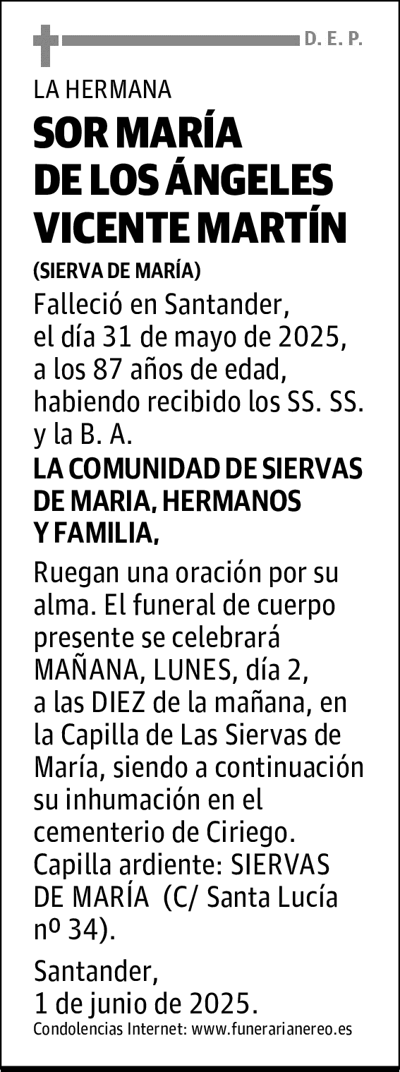 SOR MARÍA DE LOS ÁNGELES VICENTE MARTÍN