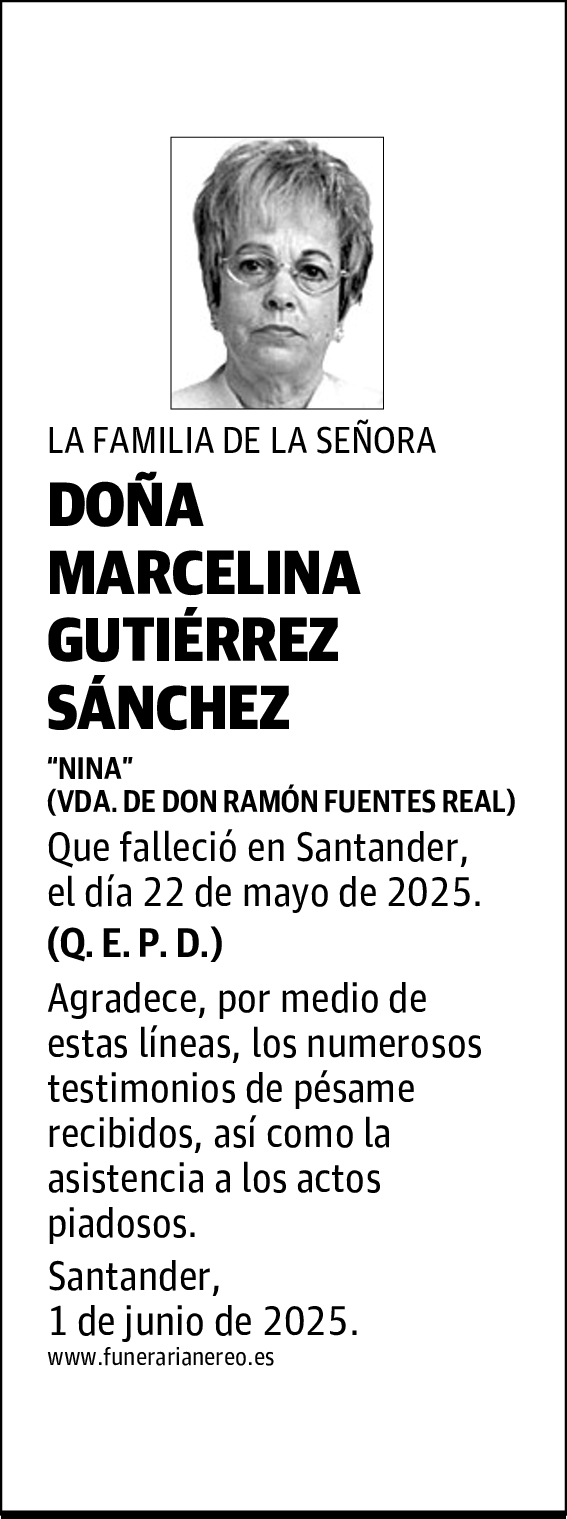 DOÑA MARCELINA GUTIÉRREZ SÁNCHEZ